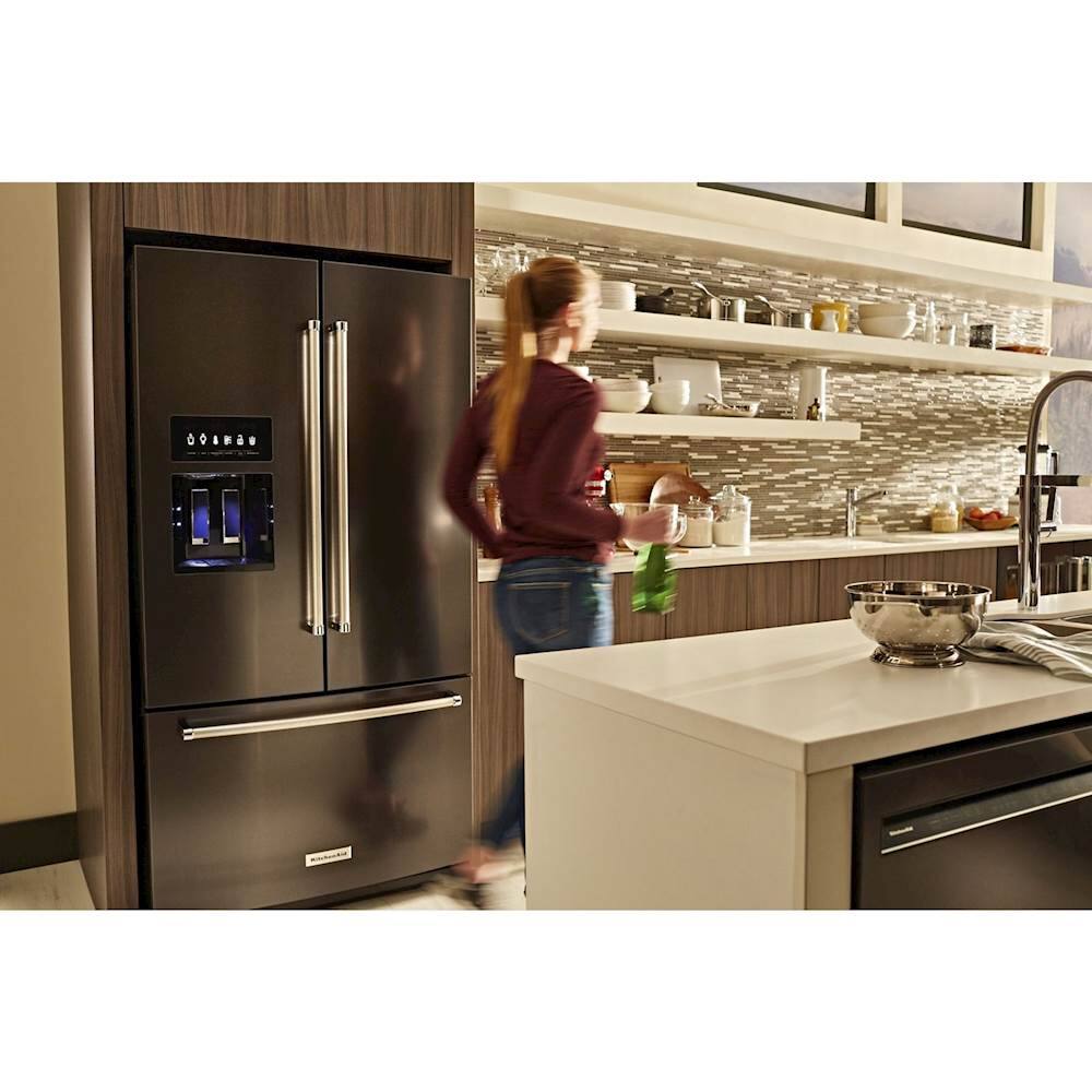 Alt View 16. KitchenAid - 27 Cu. Ft. French Door Refrigerator - Black Stainless Steel.