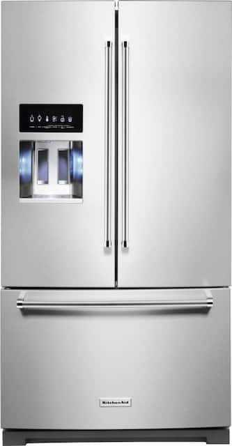 Kitchenaid 27 Cu Ft French Door Refrigerator Printshield Stainless Krff507hps Best Buy