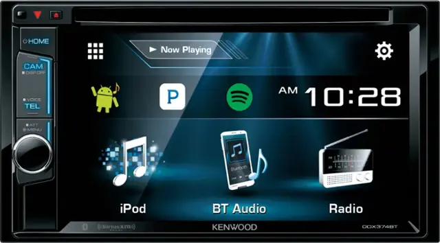 Front. Kenwood - Geek Squad Certified Refurbished 6.2" - Built-in Bluetooth - In-Dash CD/DVD/DM Receiver - Black.
