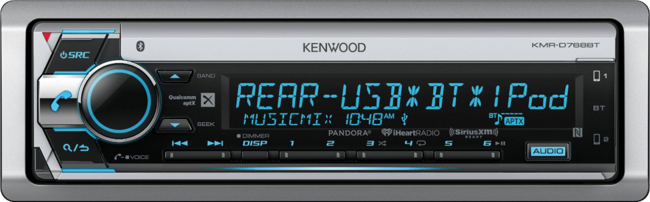 Front. Kenwood - Geek Squad Certified Refurbished In-Dash CD/DM Receiver - Built-in Bluetooth - Satellite Radio with Detachable Faceplate - Silver/Black.