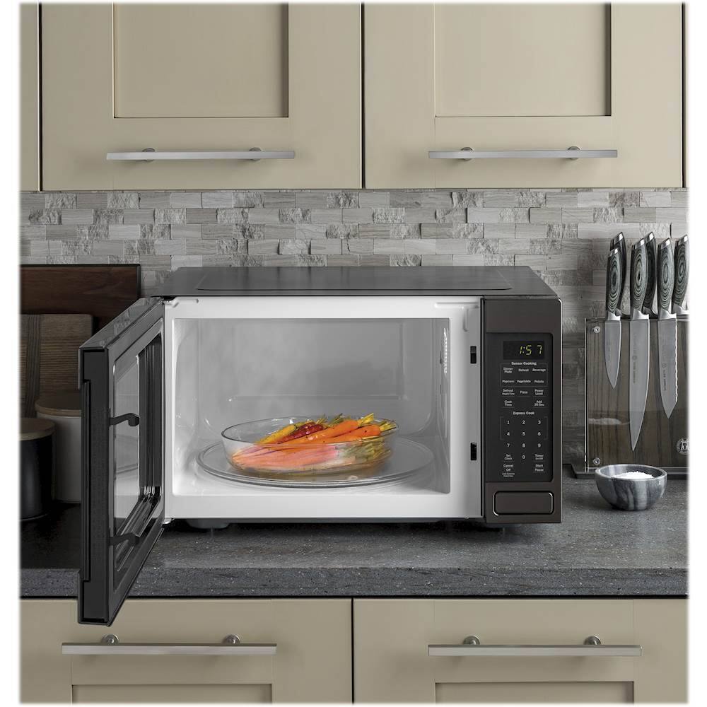 Alt View 12. GE - 1.6 Cu. Ft. Microwave - Black Stainless Steel.