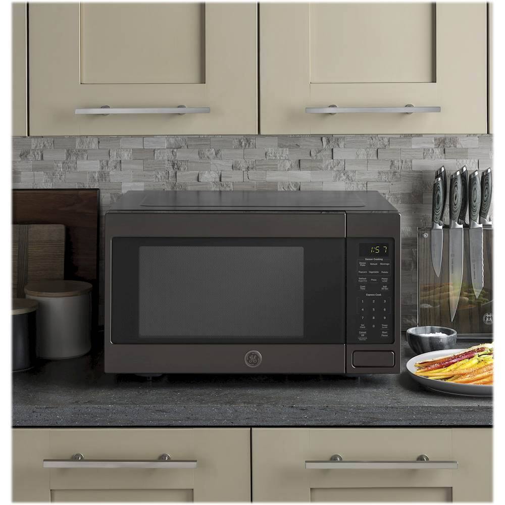 Alt View 13. GE - 1.6 Cu. Ft. Microwave - Black Stainless Steel.