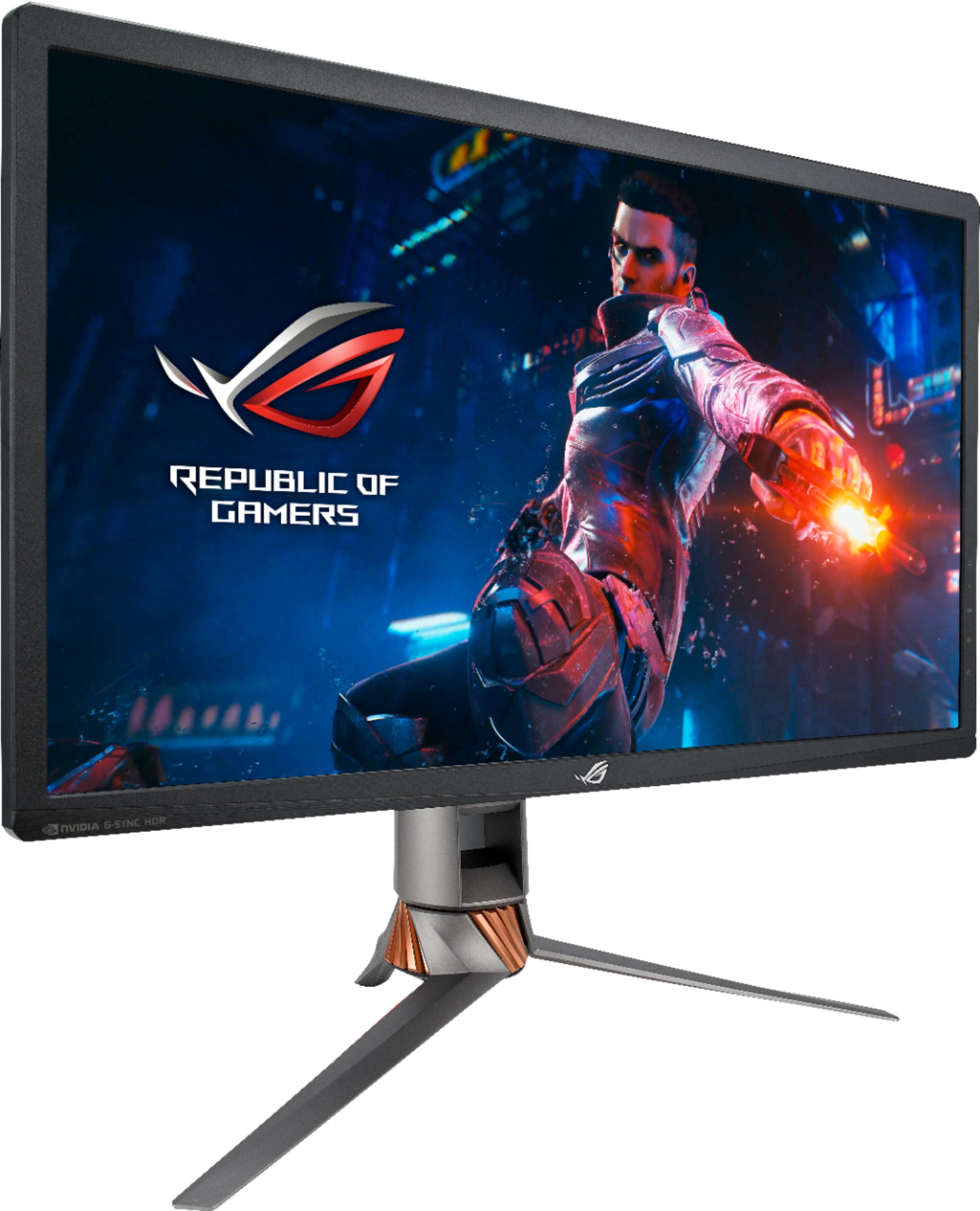 Angle View: LG - Geek Squad Certified Refurbished UltraGear 27" IPS LCD 4K UHD FreeSync and G-SYNC Compatible Monitor with HDR - Black
