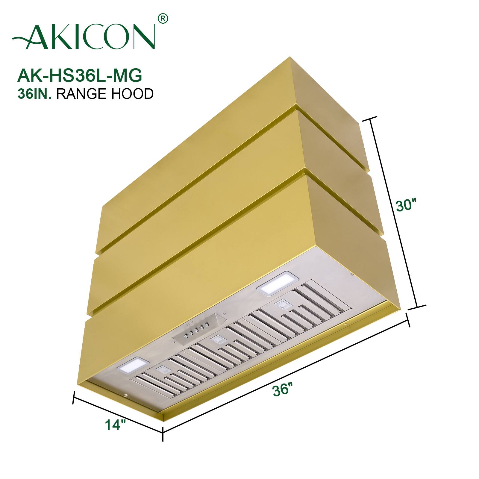 AKICON AK-HS36L-MG 36IN. RANGE HOOD 30" 36" 14"