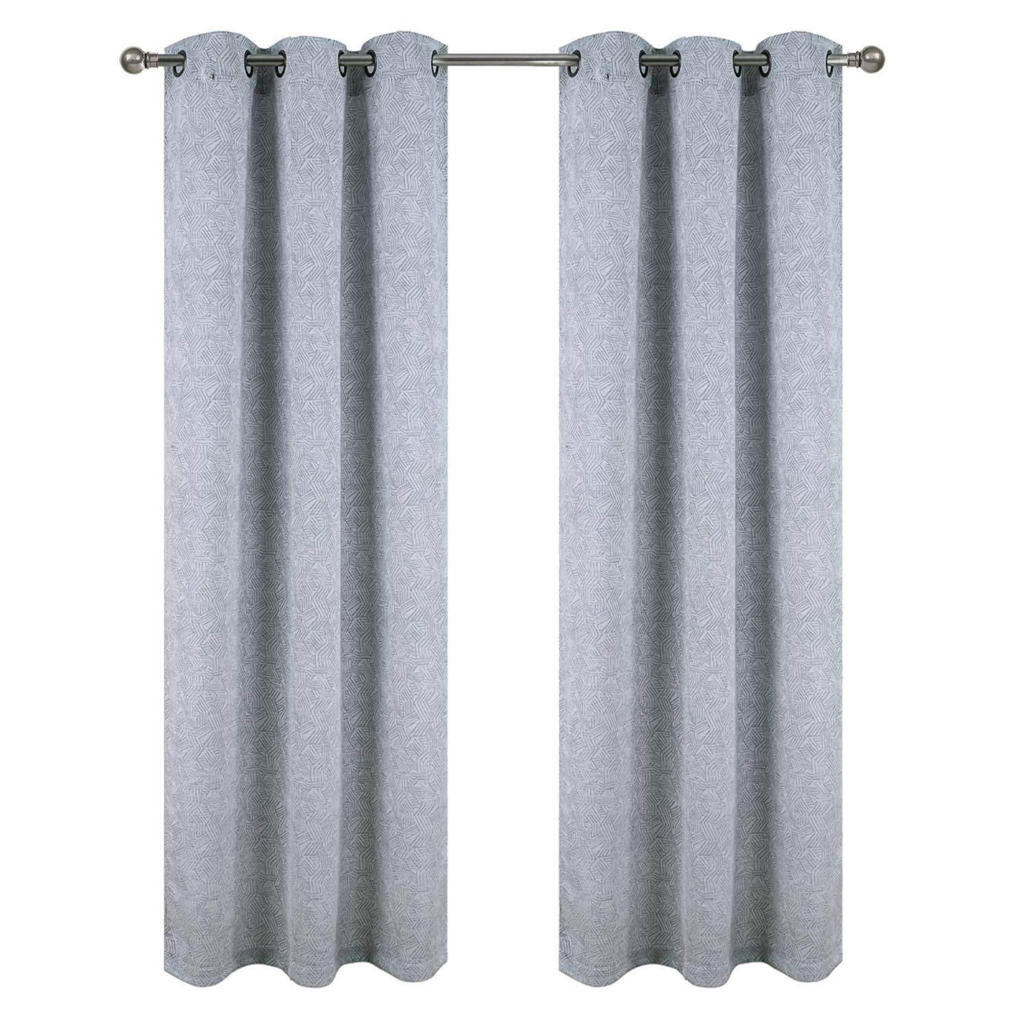 Front. RT Designers Collection - RT Designer Collection Wilton Jacquard Grommet Luxurious Modern Design Curtain Panel 54" x 84" Charcoal - Charcoal.