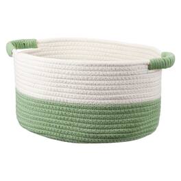 Unique Bargains - Small Woven Basket, 11x9.1x5.9 Inch Rectangular Rope Basket with Handles, Decorative Gift Chest Box for Shelf Storage - Light Green