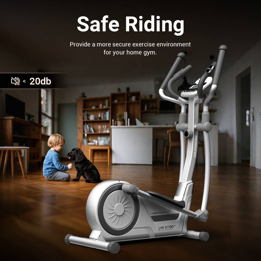 Safe Riding  
Provide a more secure exercise environment for your home gym.  
< 20db  
HR E1190