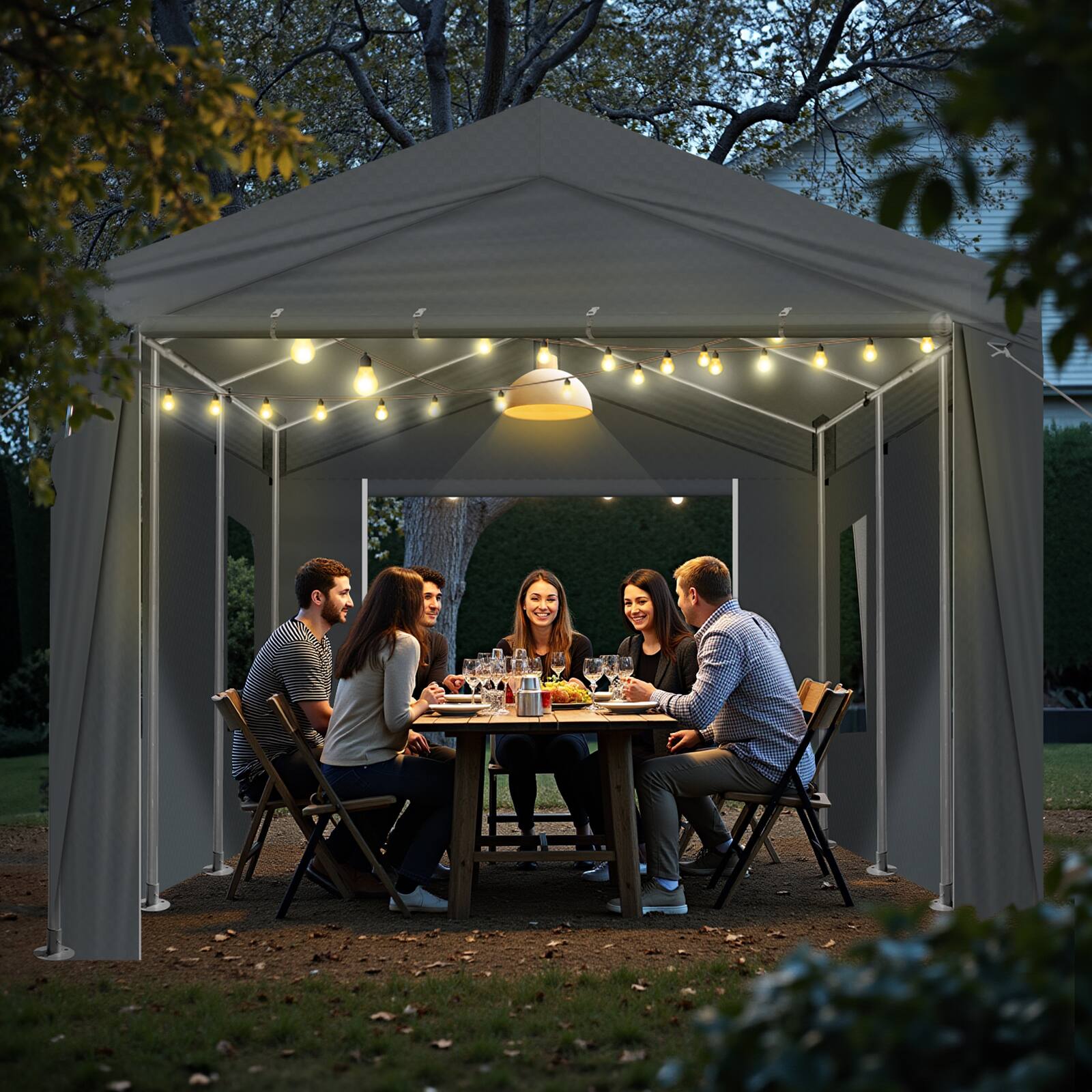 Alt View 1. Winado - 10x20 Heavy Duty Carport with Galvanized Steel Frame, Portable Garage with 2 Roll-up Windows & Doors, Removable Sidewall.
