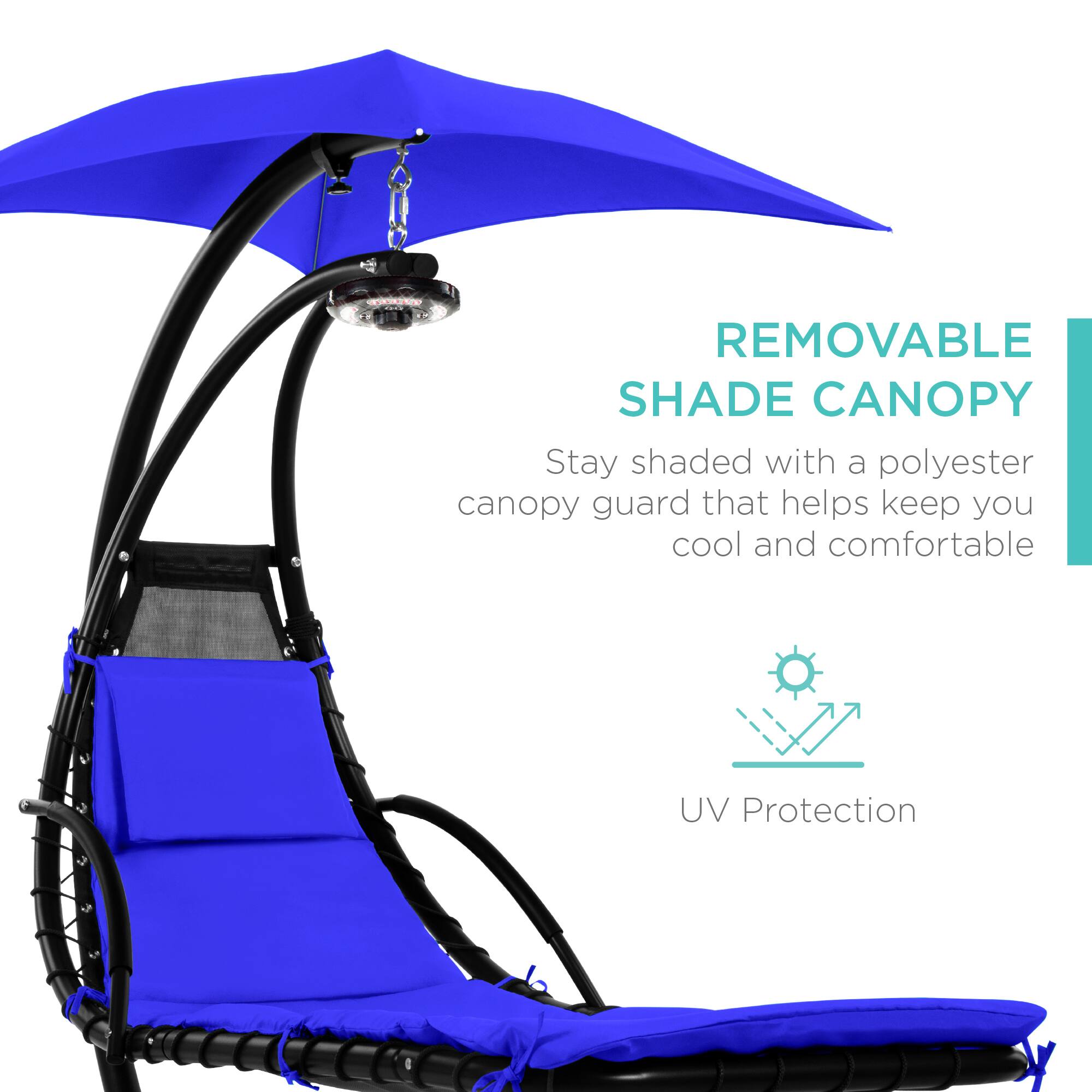 REMOVABLE SHADE CANOPY  
Stay shaded with a polyester canopy guard that helps keep you cool and comfortable  
UV Protection