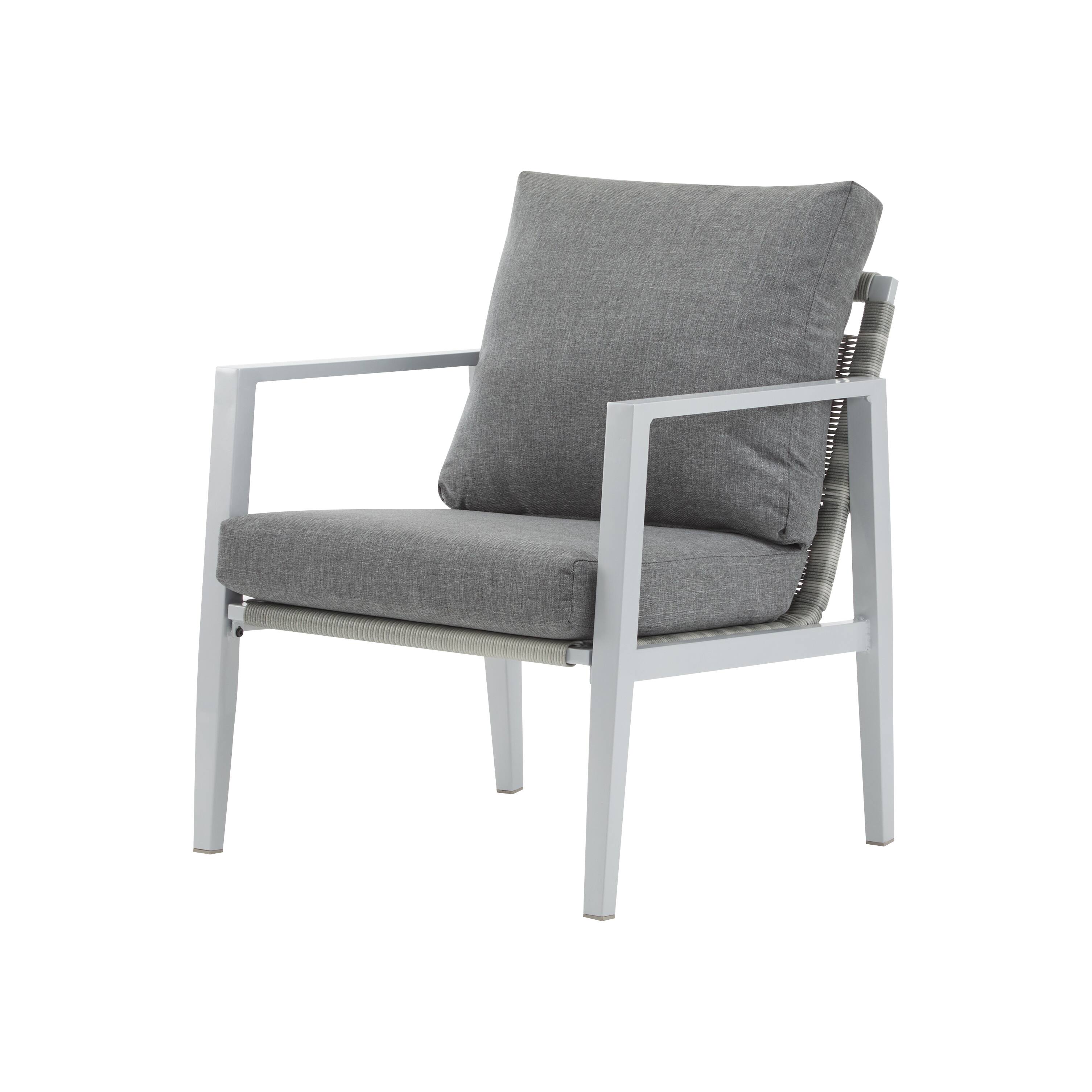 Alt View 5. SlickBlue - Modern Rope Accent Lounge Chair – Aluminum Frame with Plush Cushions for Patio - Silver, Grey.