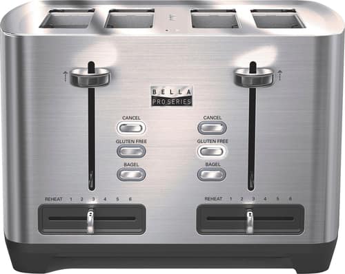 Bella - Pro Series 4-Slice Wide-Slot Toaster - Stainless Steel