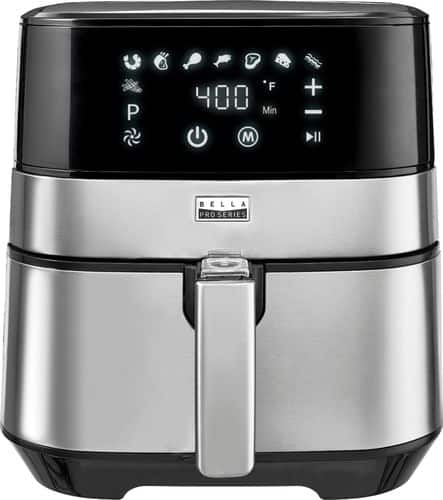 Bella - Pro Series 5.3 qt. Digital Air Fryer - Stainless Steel - Larger Front