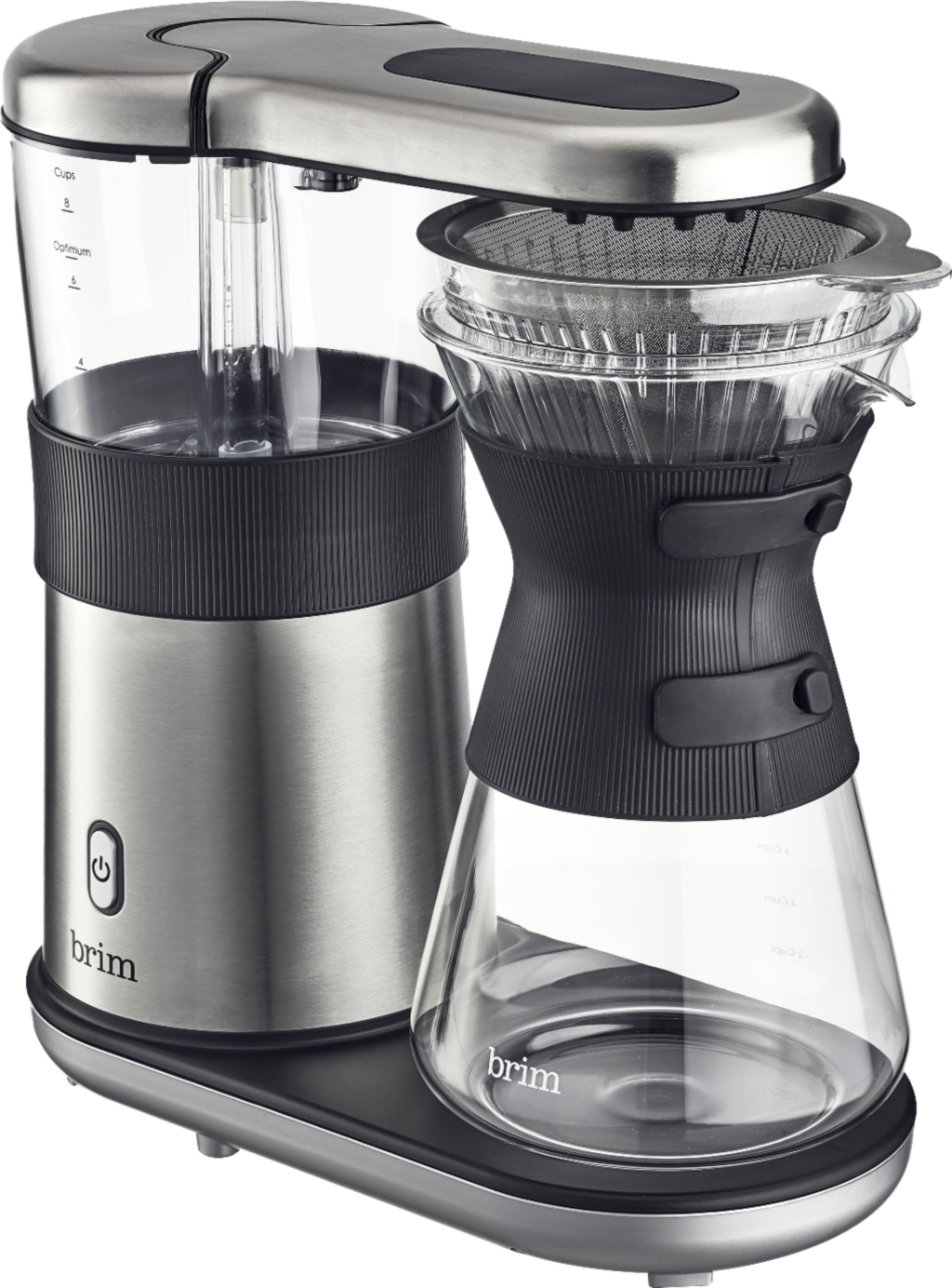 Left View: Brim - 8-Cup Electric Pour Over Coffee Maker - Stainless Steel