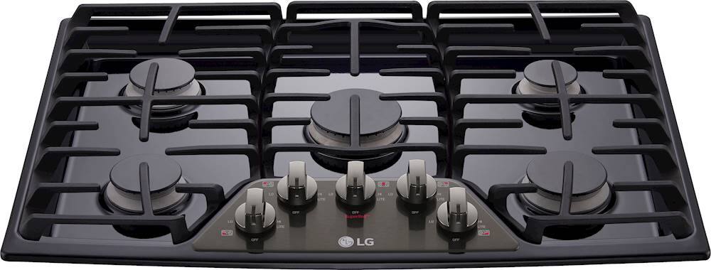 Alt View 12. LG - 30" Built-In Gas Cooktop with 5 Burners and Superboil - Black Stainless Steel.