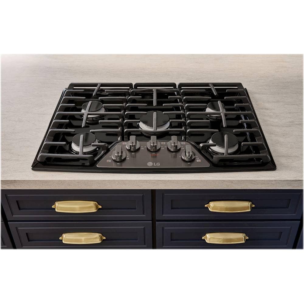 Alt View 14. LG - 30" Built-In Gas Cooktop with 5 Burners and Superboil - Black Stainless Steel.