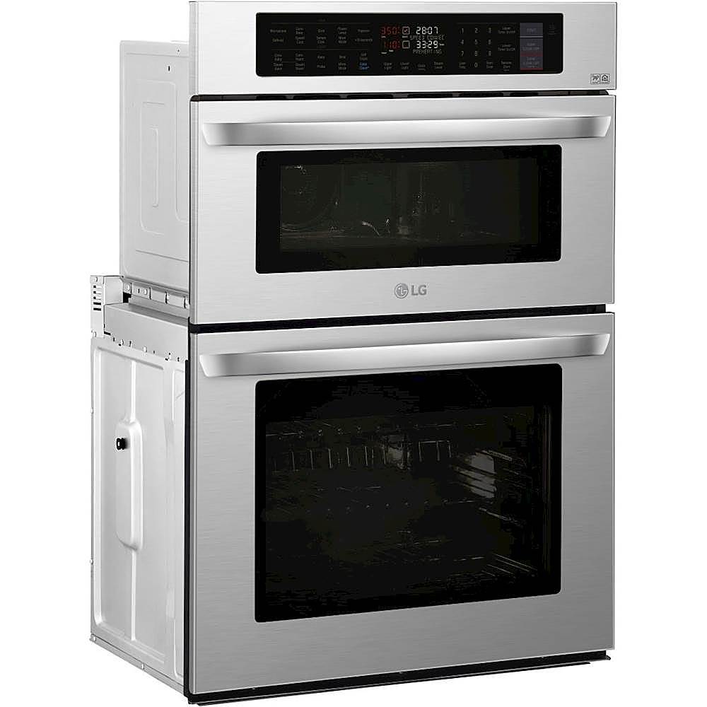 Angle View: KitchenAid - 27" Combination Electric Convection Wall Oven with Built-In Microwave - Black Stainless Steel