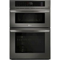 LG - 30" Combination Double Electric Convection Wall Oven with Built-In Microwave, Infrared Heating, and Wifi - Black stainless steel - Front_Zoom