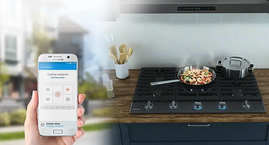Alt View 24. Samsung - 36" Built-In Gas Cooktop with WiFi - Stainless Steel.