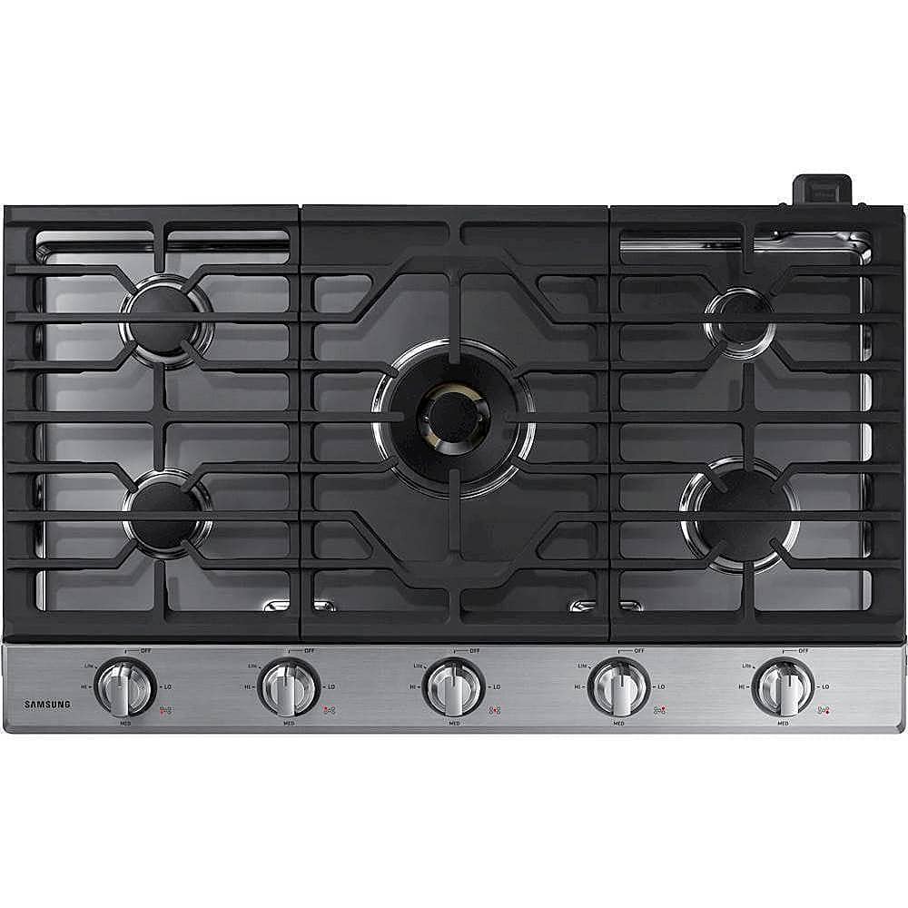 Samsung - 36" Built-In Gas Cooktop with WiFi and Dual Power Brass Burner - Stainless Steel