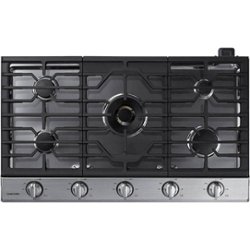 Samsung - 36" Built-In Gas Cooktop with WiFi and Dual Power Brass Burner - Stainless steel - Front_Zoom