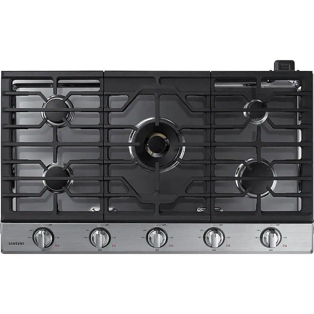 Samsung - 36" Built-In Gas Cooktop with WiFi and Dual Power Brass Burner - Stainless Steel