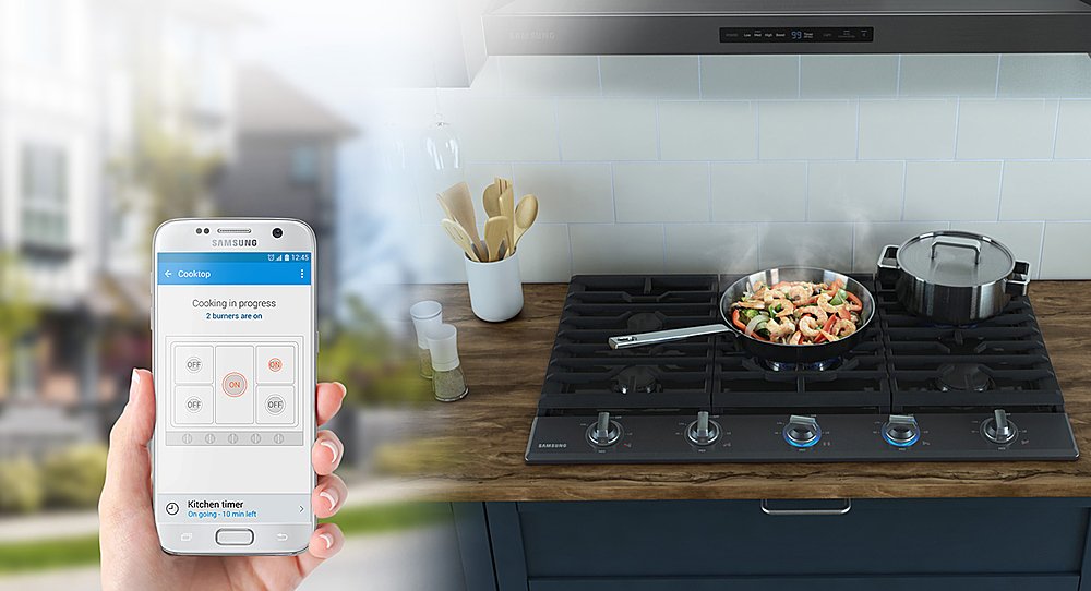 Zoom in on Alt View Zoom 24. Samsung - 36" Built-In Gas Cooktop with WiFi and Dual Power Brass Burner - Stainless steel.