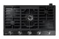 Samsung - 36" Built-In Gas Cooktop with WiFi and Dual Power Brass Burner - Black Stainless Steel
