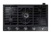Samsung - 36" Built-In Gas Cooktop with WiFi and Dual Power Brass Burner - Black Stainless Steel