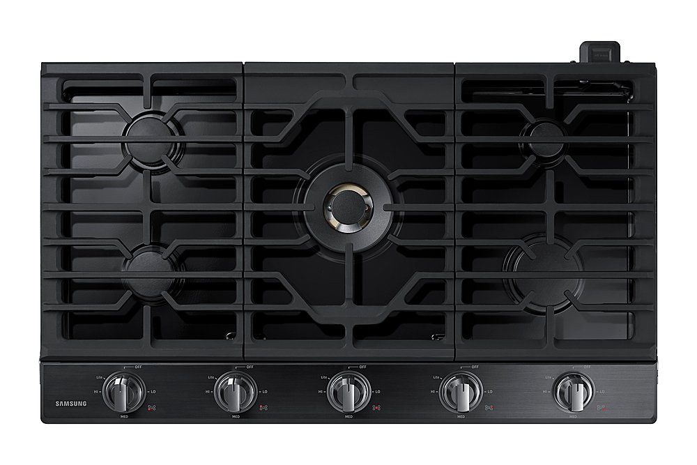 Zoom in on Front Zoom. Samsung - 36" Built-In Gas Cooktop with WiFi and Dual Power Brass Burner - Black Stainless Steel.