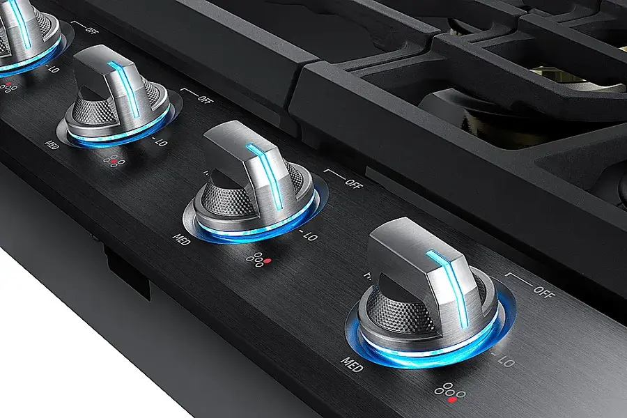 Alt View 11. Samsung - 36" Built-In Gas Cooktop with WiFi and Dual Power Brass Burner - Black Stainless Steel.