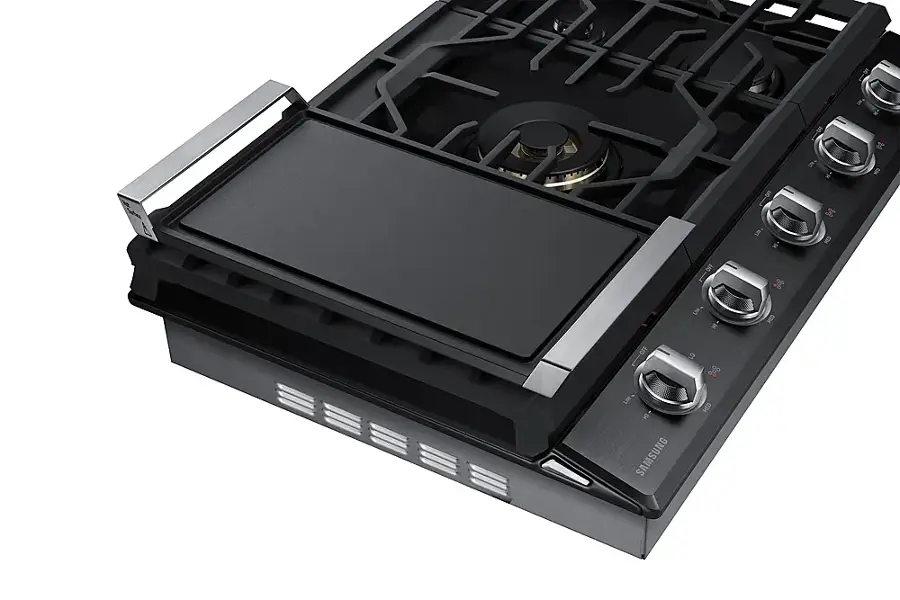 Alt View 12. Samsung - 36" Built-In Gas Cooktop with WiFi and Dual Power Brass Burner - Black Stainless Steel.