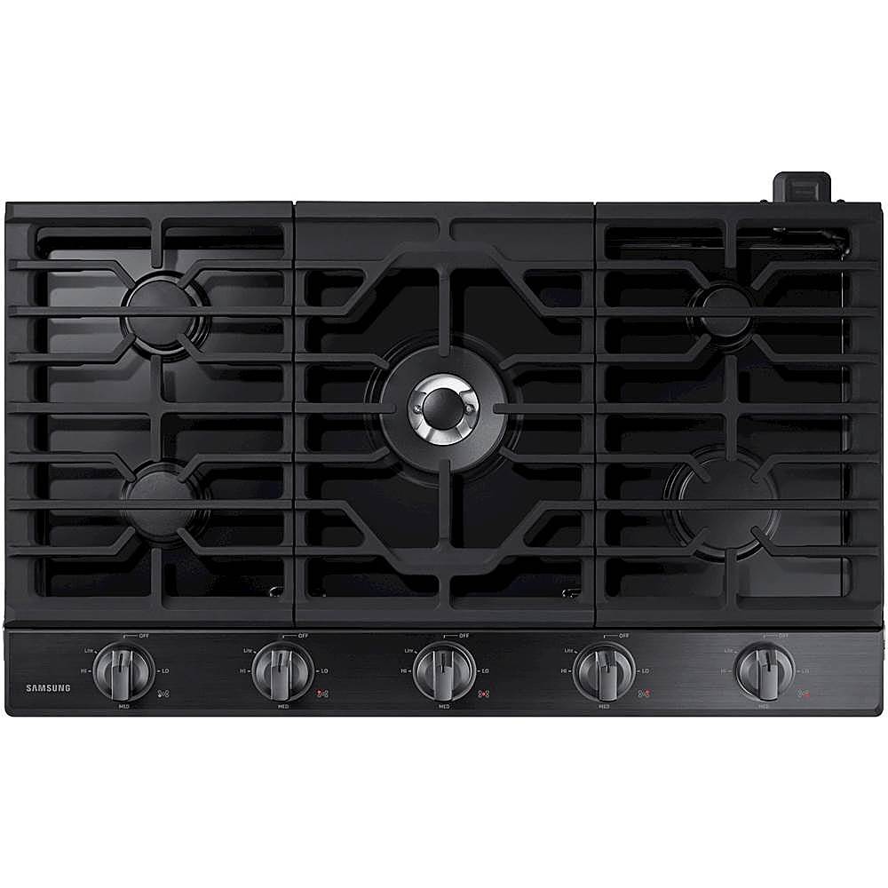 Samsung – 36″ Built-In Gas Cooktop with WiFi – Fingerprint Resistant Black Stainless Steel