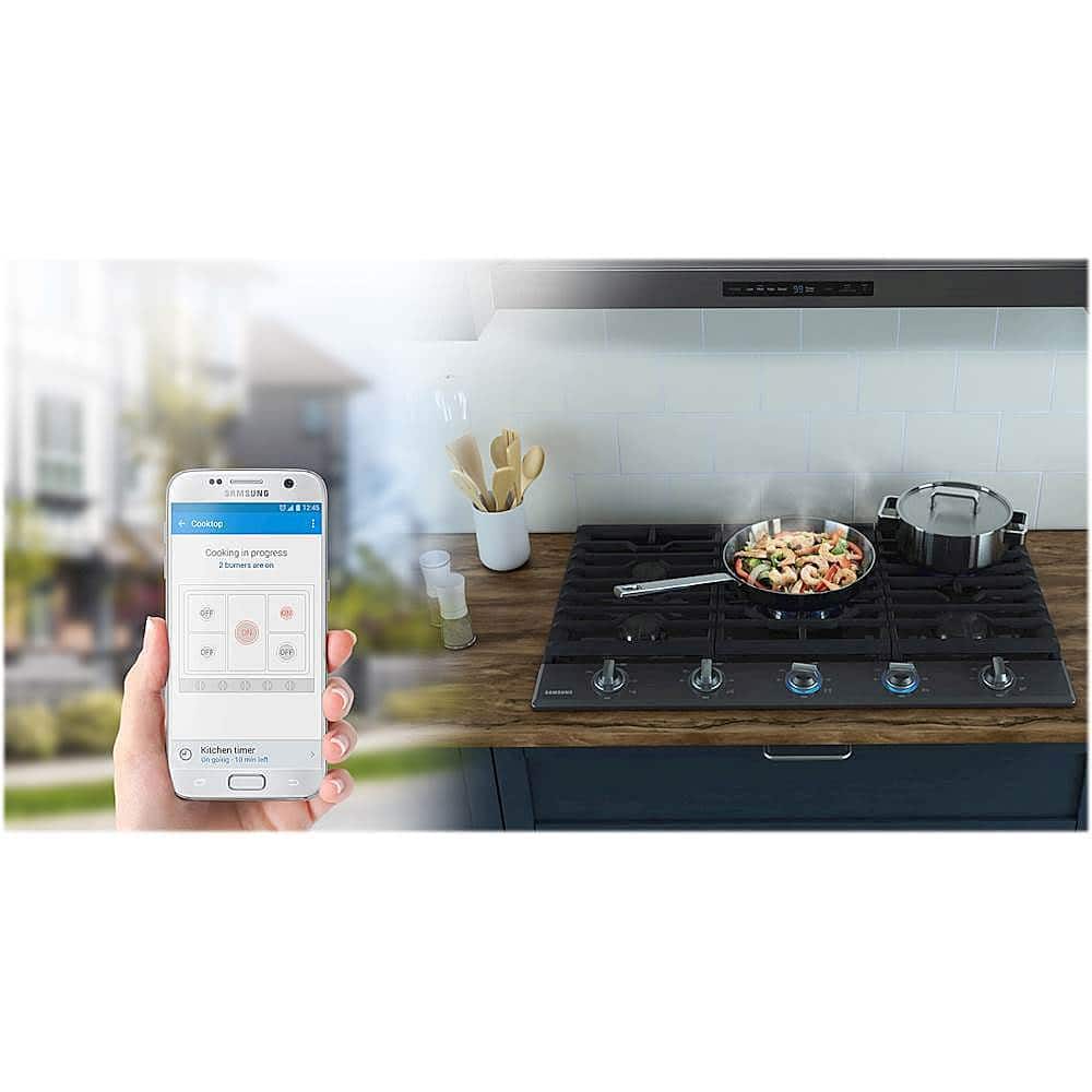 Alt View 19. Samsung - 36" Built-In Gas Cooktop with WiFi - Black Stainless Steel.