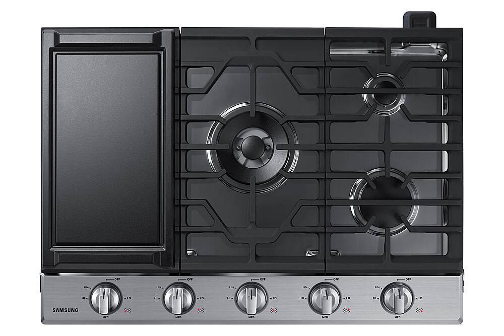Angle. Samsung - 30" Built-In Gas Cooktop with WiFi - Stainless Steel.