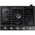 Samsung - 30" Built-In Gas Cooktop with WiFi and Dual Power Brass Burner - Black Stainless Steel