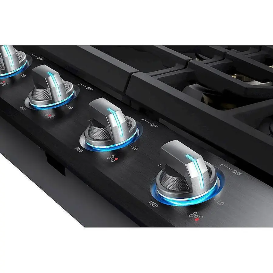 Alt View 12. Samsung - 30" Built-In Gas Cooktop with WiFi and Dual Power Brass Burner - Black Stainless Steel.