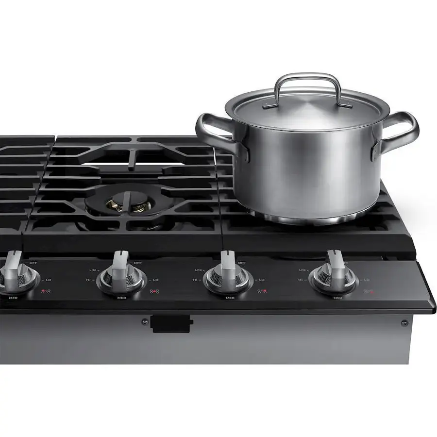 Alt View 16. Samsung - 30" Built-In Gas Cooktop with WiFi and Dual Power Brass Burner - Black Stainless Steel.