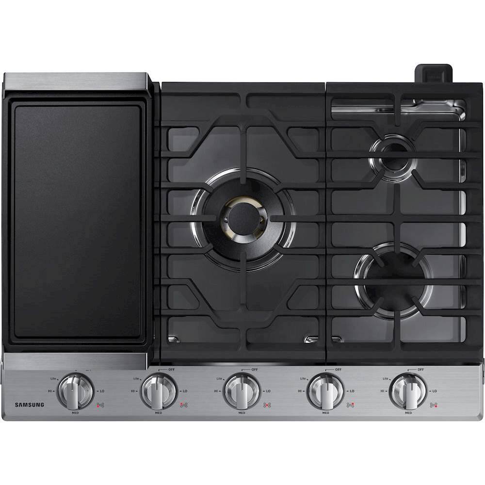 Alt View 16. Samsung - 30" Built-In Gas Cooktop with WiFi and Dual Power Brass Burner - Stainless Steel.