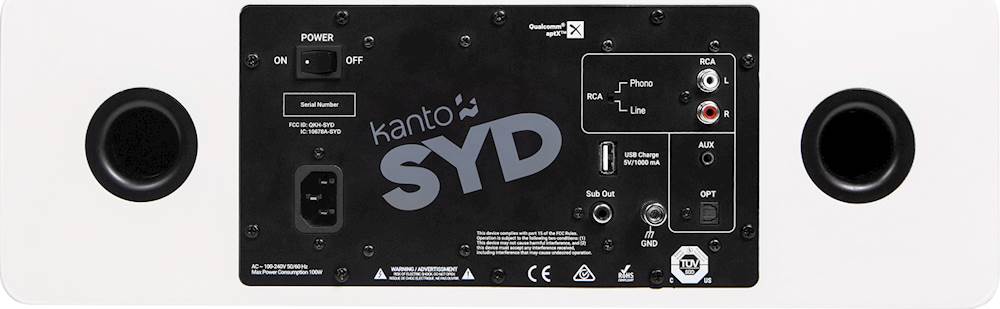 Back View: Kanto - SYD Dual 4" 140W Powered Speaker (Each) - Matte Off-White