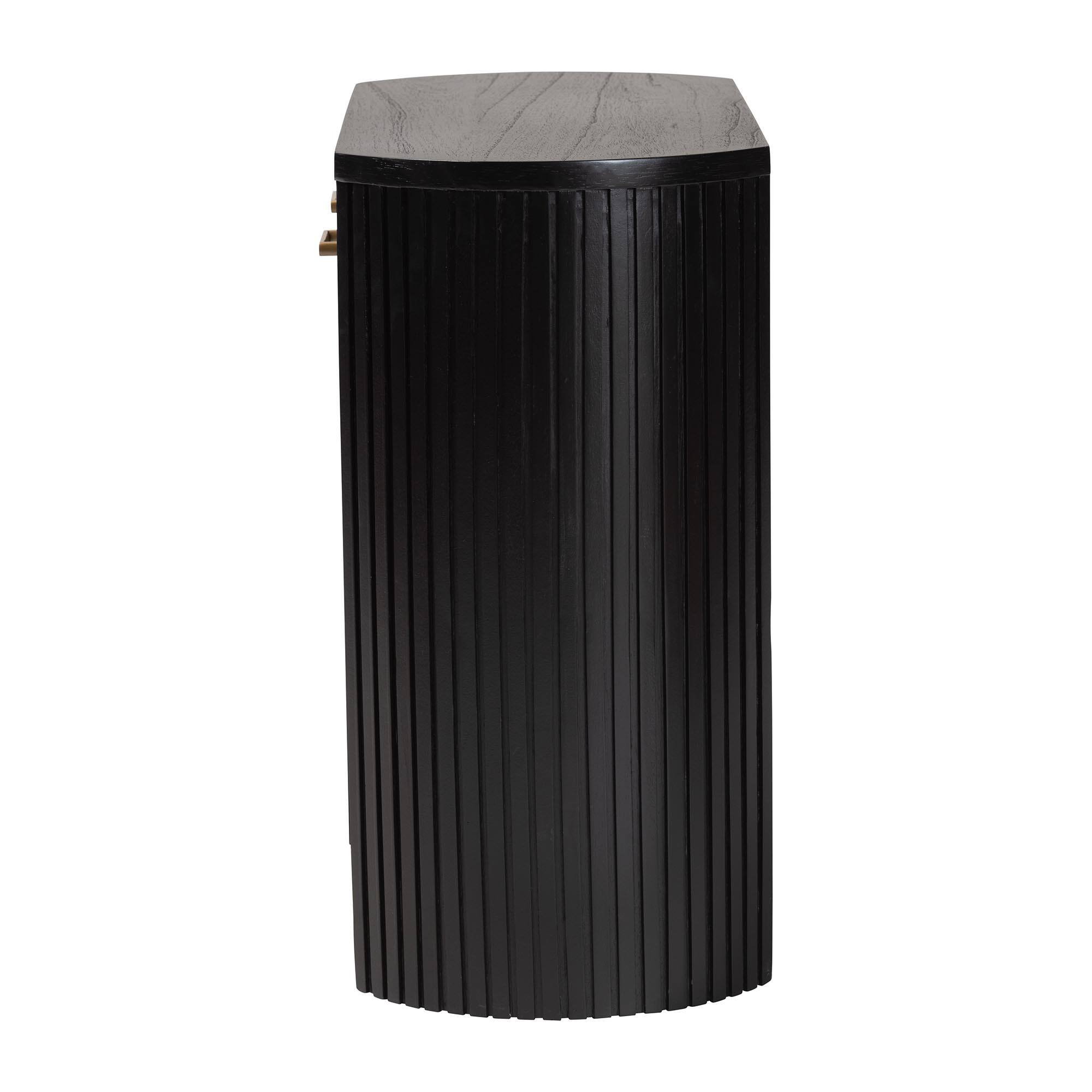 Back. bali & pari - bali & pari Keshet Fluted Wood Storage Cabinet - 2-Door Accent Cabinet with Vertical Slat Panels and Metal Door Pulls - Black.