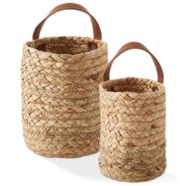 Casafield - 2pk Wall Hanging Baskets - Hyacinth Plant and Flower Pots - Natural
