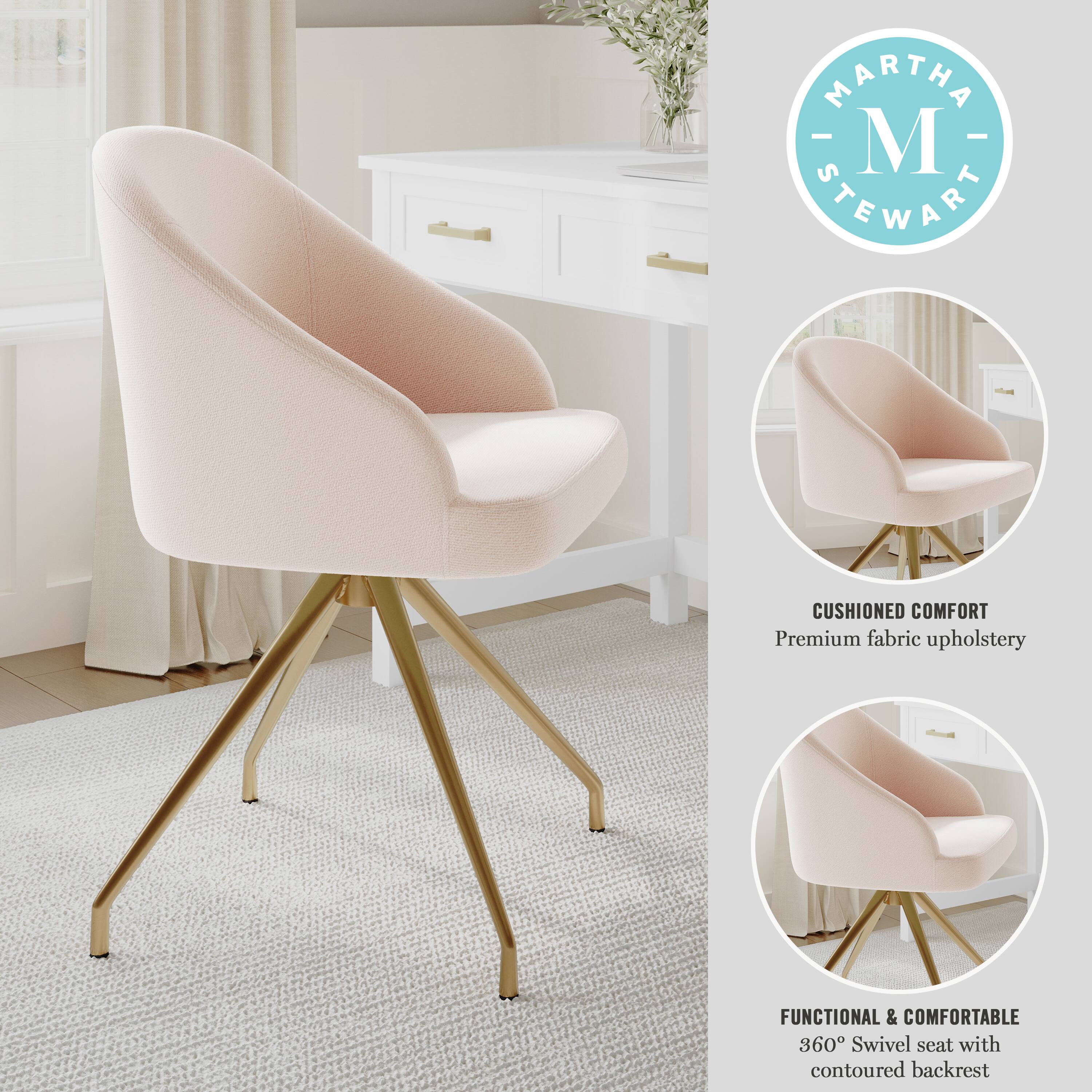 MARTHA STEWART CUSHIONED COMFORT Premium fabric upholstery FUNCTIONAL & COMFORTABLE 360 Swivel seat with contoured backrest