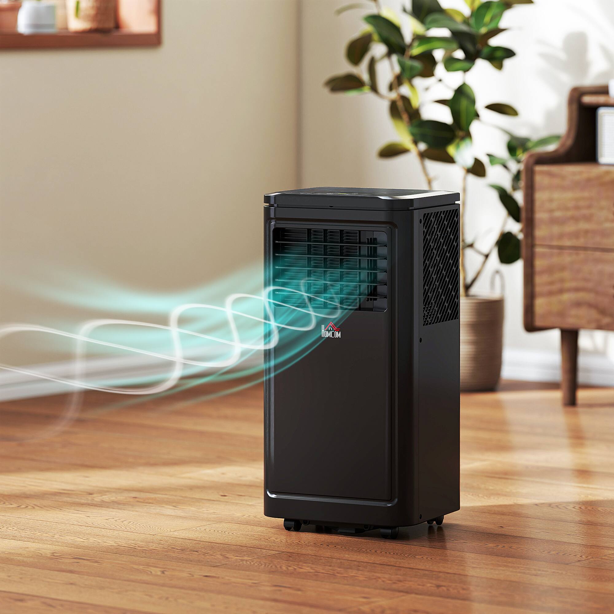 Alt View 1. Homcom - 8,000 BTU Portable Air Conditioner Fan w/ Remote for Rooms Up to 344 Sq. Ft. - Black.