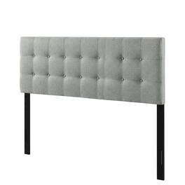FurniFact - Upholstered Fabric King Headboard with Elegant Design and Sturdy Frame - Gray