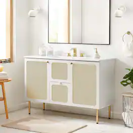 Chaucer 48" Bathroom Vanity with White Basin Included by Modway - White White