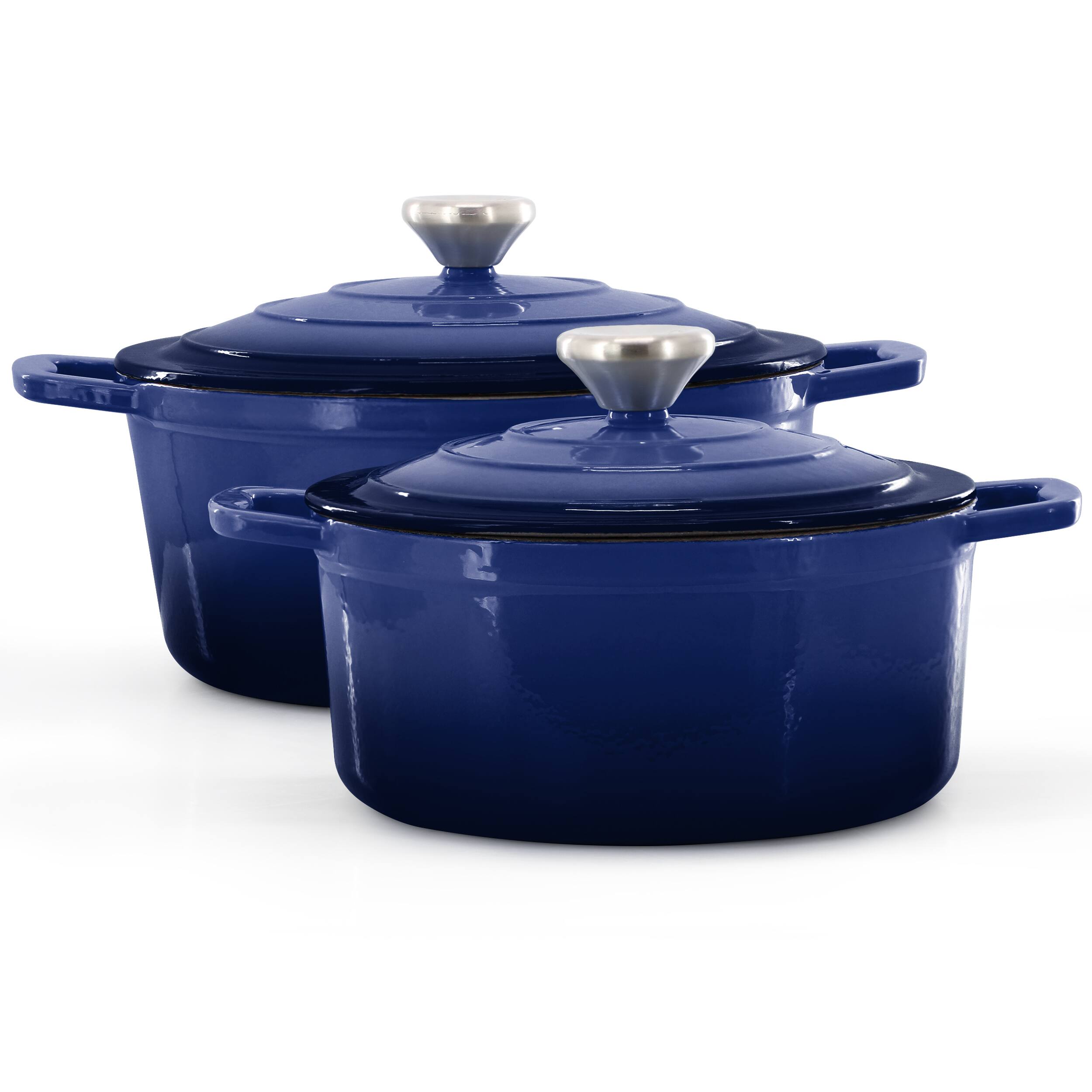 Alt View 1. MegaChef - MegaChef 7 Piece Enameled Cast Iron Cookware Set in Blue - Blue.