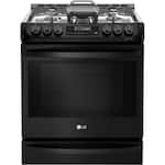 LG - 6.3 Cu. Ft. Self-Cleaning Slide-In Gas with ProBake Convection - PrintProof Matte Black Stainless Steel - Front_Standard
