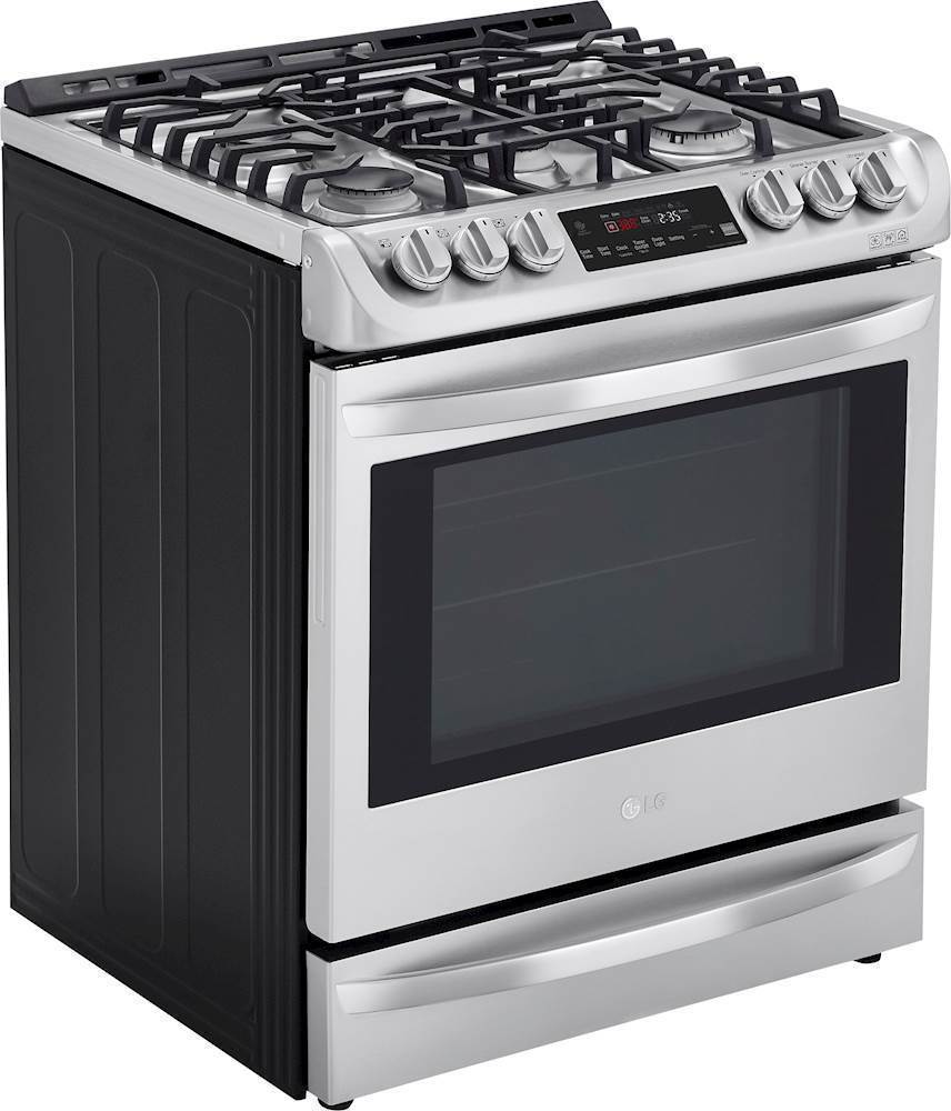 Angle View: Viking - 5.6 Cu. Ft. Self-Cleaning Freestanding Dual Fuel LP Gas Convection Range - White