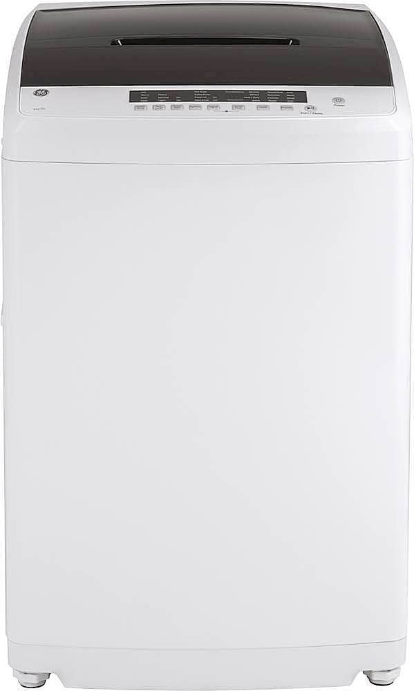 GE - 2.8 Cu. Ft. High-Efficiency Top Load Washer with Electronic LED One Touch Controls - White/Black - Front_Zoom
