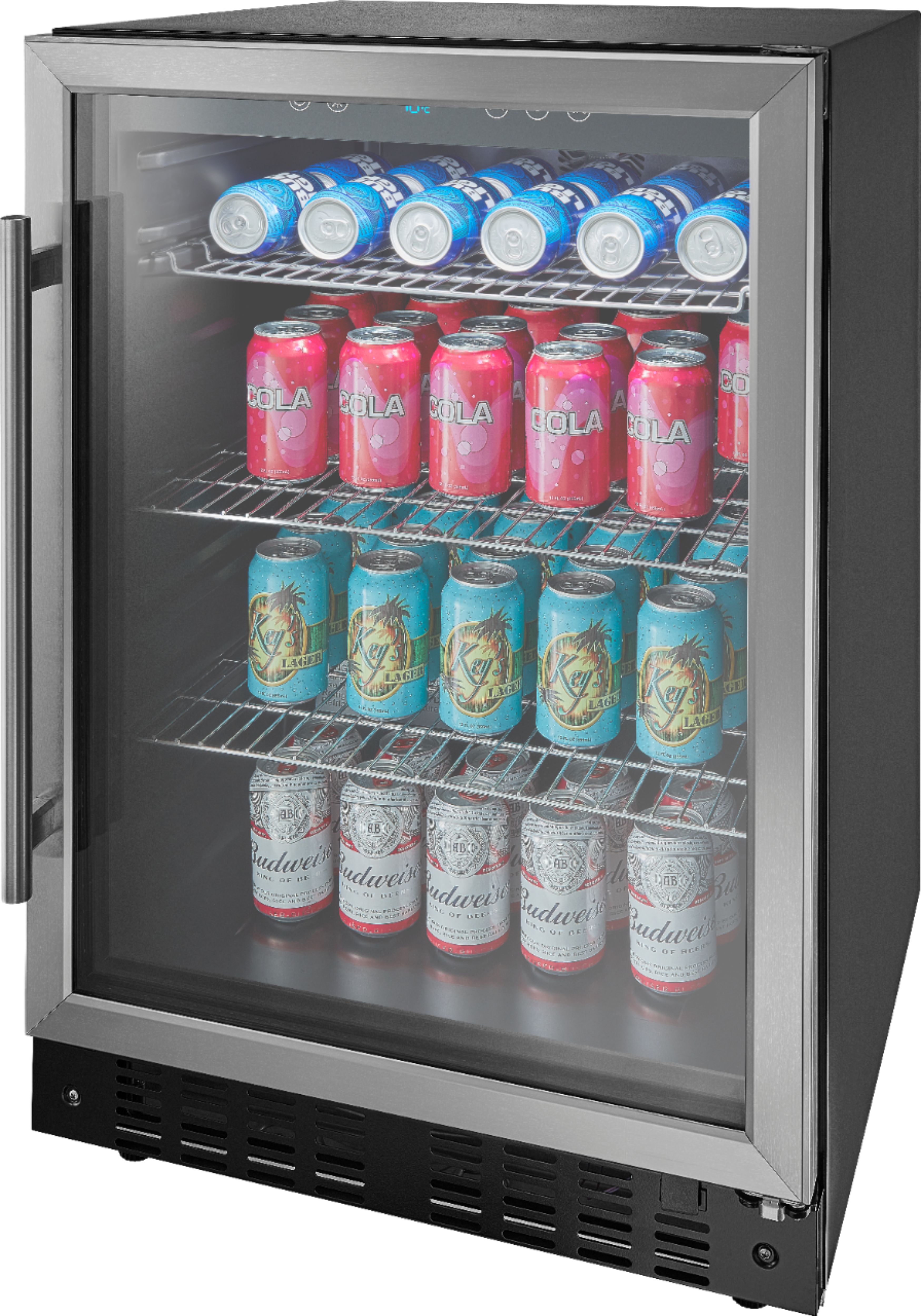 Angle View: Insignia™ - 165-Can Built-In Beverage Cooler - Stainless Steel